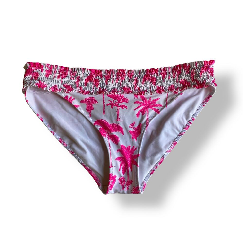 Vineyard Vines Palms and Plumeria‎ Smocked Bikini Bottoms Size M Pink Vacation